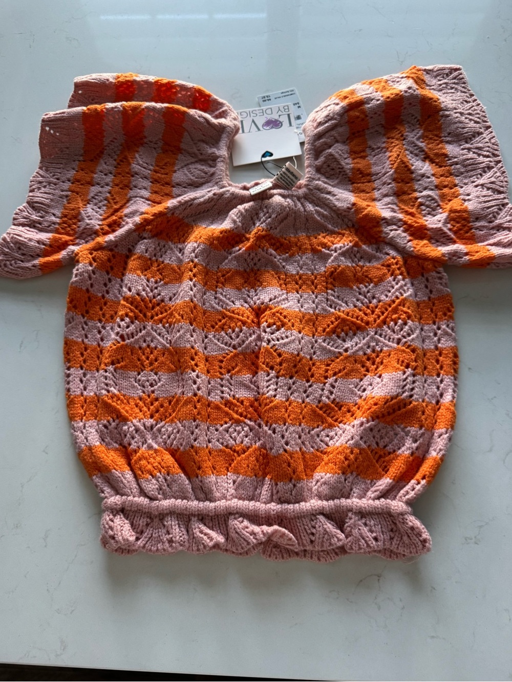 Love By Design Pink Crochet Knit Top